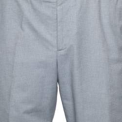 Alexander McQueen Blue Textured Cotton Formal Trouser XL