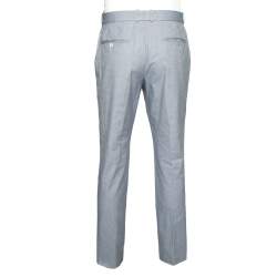 Alexander McQueen Blue Textured Cotton Formal Trouser XL