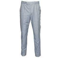 Alexander McQueen Blue Textured Cotton Formal Trouser XL