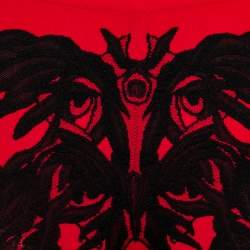 Pre Owned Alexander McQueen Red Knit & Spine Lace Jacquard Leggings XS