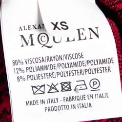 Pre Owned Alexander McQueen Red Knit & Spine Lace Jacquard Leggings XS