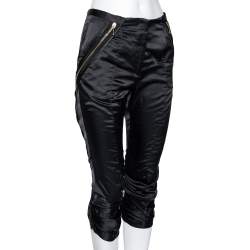 Pre Owned Alexander McQueen Black Satin Side Zip Detailed Trouser S