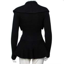 Pre Owned Alexander McQueen Black Wool Long Sleeves Flared Hem Cardigan XS