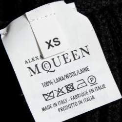 Pre Owned Alexander McQueen Black Wool Long Sleeves Flared Hem Cardigan XS