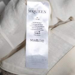 Pre Owned Alexander McQueen Cream Tweed Knee Length Skirt M