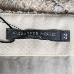 Pre Owned Alexander McQueen Cream Tweed Knee Length Skirt M