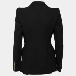 Pre Owned Alexander McQueen Black Wool & Satin Lapel Detail Single Breasted Blazer M