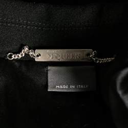 Pre Owned Alexander McQueen Black Wool & Satin Lapel Detail Single Breasted Blazer M