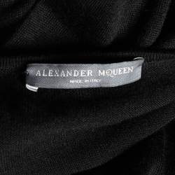 Pre Owned Alexander McQueen Black Knit Mirror Embellished Detail Dress M