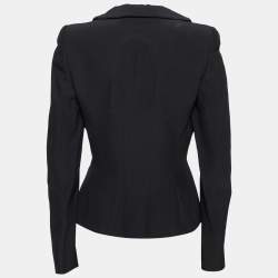 Pre Owned Alexander McQueen Black Crepe Overlay Detail Blazer M