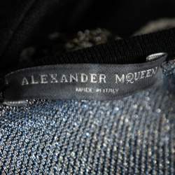 Pre Owned Alexander McQueen Black Jacquard Lurex Knit Round Neck Dress M