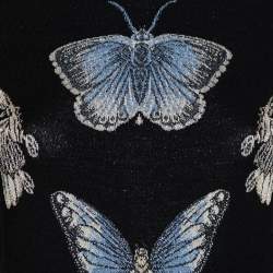 Pre Owned Alexander McQueen Black Jacquard Lurex Knit Round Neck Dress M