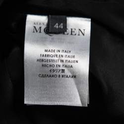 Pre Owned Alexander McQueen Black Acetate Zipper Embellished Belted Dress M