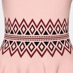 Pre Owned Alexander McQueen Pink Knit Geometric Pattern Short Sleeves Flared Dress M