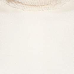 Pre Owned Alexander McQueen Cream Ruffle Detailed Turtle Neck Top S
