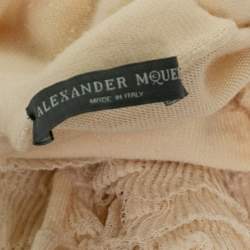 Pre Owned Alexander McQueen Cream Ruffle Detailed Turtle Neck Top S