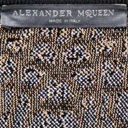 Pre Owned Alexander McQueen Mustard Yellow Animal Jacquard Lurex Knit Dress L