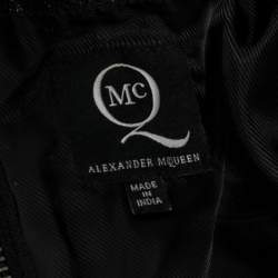 Pre Owned McQ by Alexander McQueen Black Leather Short Sleeve Peplum Dress M