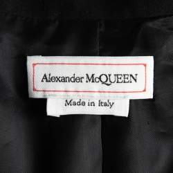 Pre Owned Alexander McQueen Black Wool Zip Detail Single Breasted Blazer M