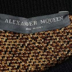 Pre Owned Alexander McQueen Bicolor Jacquard Silk Wool Sweater Dress M