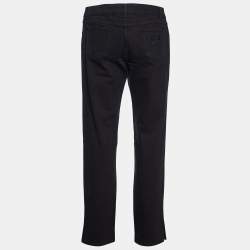 Pre Owned Alexander McQueen Black Denim Embroidered Detail Tapered Jeans L