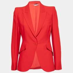 Pre Owned Alexander McQueen Red Crepe Suit M