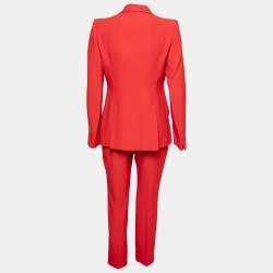 Pre Owned Alexander McQueen Red Crepe Suit M