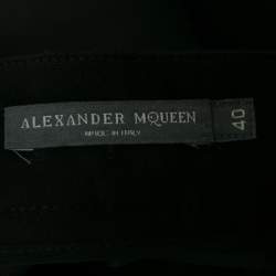 Pre Owned Alexander McQueen Black Wool Asymmetric Hem Peplum Blazer & Pant Suit M