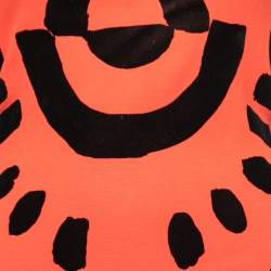 Pre Owned Alexander McQueen Red Knit Velour Patterned Cut-Out Back Midi Dress S