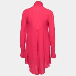 Pre Owned Alexander McQueen Fuchsia Silk Long Sleeve Tunic Dress S