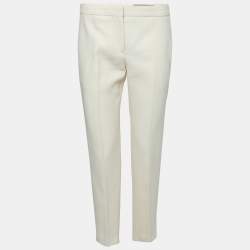 Pre Owned Alexander McQueen Cream Wool & Silk Tailored Pants S