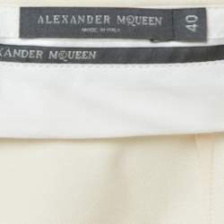 Pre Owned Alexander McQueen Cream Wool & Silk Tailored Pants S