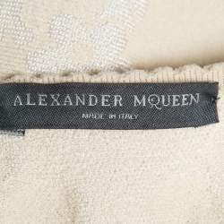 Pre Owned Alexander McQueen Cream Jacquard Sleeveless Dress S