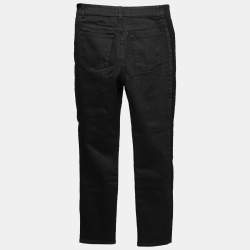 Pre Owned Alexander McQueen Black Denim Side Knit Stripe Jeans S
