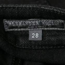 Pre Owned Alexander McQueen Black Denim Side Knit Stripe Jeans S