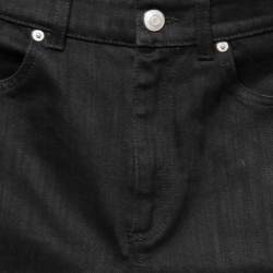 Pre Owned Alexander McQueen Black Denim Side Knit Stripe Jeans S