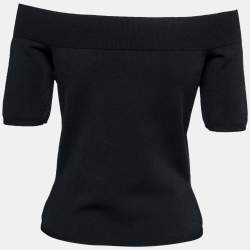 Pre Owned Alexander McQueen Black Knit Short Sleeve Crop Top L