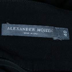 Pre Owned Alexander McQueen Black Crepe High Waist Palazzo Pants S
