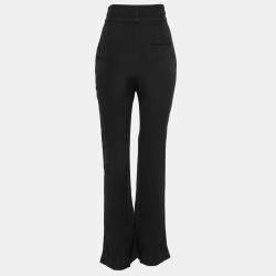 Pre Owned Alexander McQueen Black Crepe High Waist Palazzo Pants S