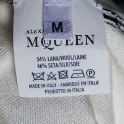 Pre Owned Alexander McQueen Black Wool & Silk Jacquard Fitted Dress M