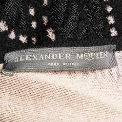 Pre Owned Alexander McQueen Black Knit Floral Jacquard Inlay Flared Dress M