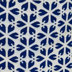 Pre Owned Alexander McQueen Blue Embossed Floral Jacquard Knit Crop Top & Skirt Set L