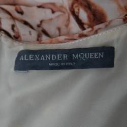 Pre Owned Alexander McQueen Pink Printed Jersey Draped Sleeveless Maxi Dress M