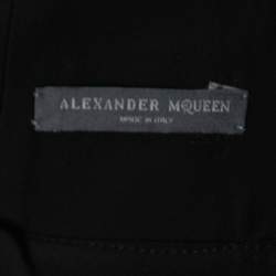 Pre Owned Alexander McQueen Black Crepe Ruffle Neck Midi Dress M
