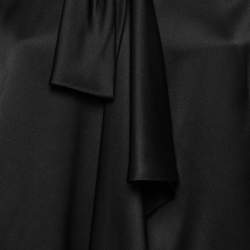 Pre Owned Alexander McQueen Black Satin Silk Draped Sleeveless Top M