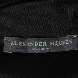Pre Owned Alexander McQueen Black Satin Silk Draped Sleeveless Top M