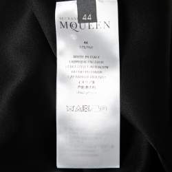 Pre Owned Alexander McQueen Black Satin Silk Draped Sleeveless Top M