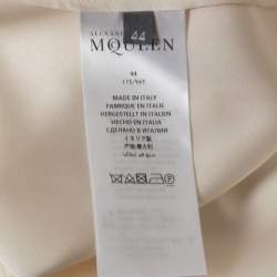 Pre Owned Alexander McQueen White Satin Silk Draped Sleeveless Top M