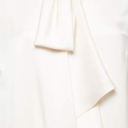 Pre Owned Alexander McQueen White Satin Silk Draped Sleeveless Top M