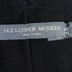 Pre Owned Alexander McQueen Monochrome Wool Crepe Tapered Trousers L Waist 36.5" 